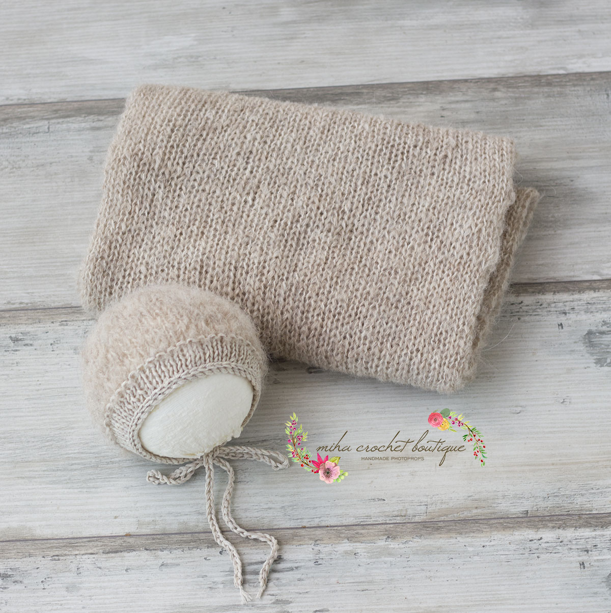 Wrap y gorrito tejido - Imagen 1