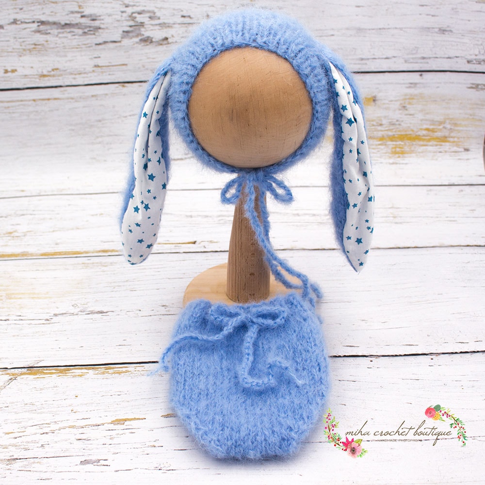 Cubrepañal y gorrito conejito newborn Varios colores - Imagen 5