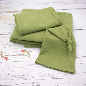 Manta puf ,wrap y gorrito newborn
